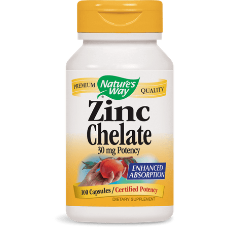 Nature's Way Zinc Chelate Capsules, 100 Ct (Best Way To Absorb Zinc)
