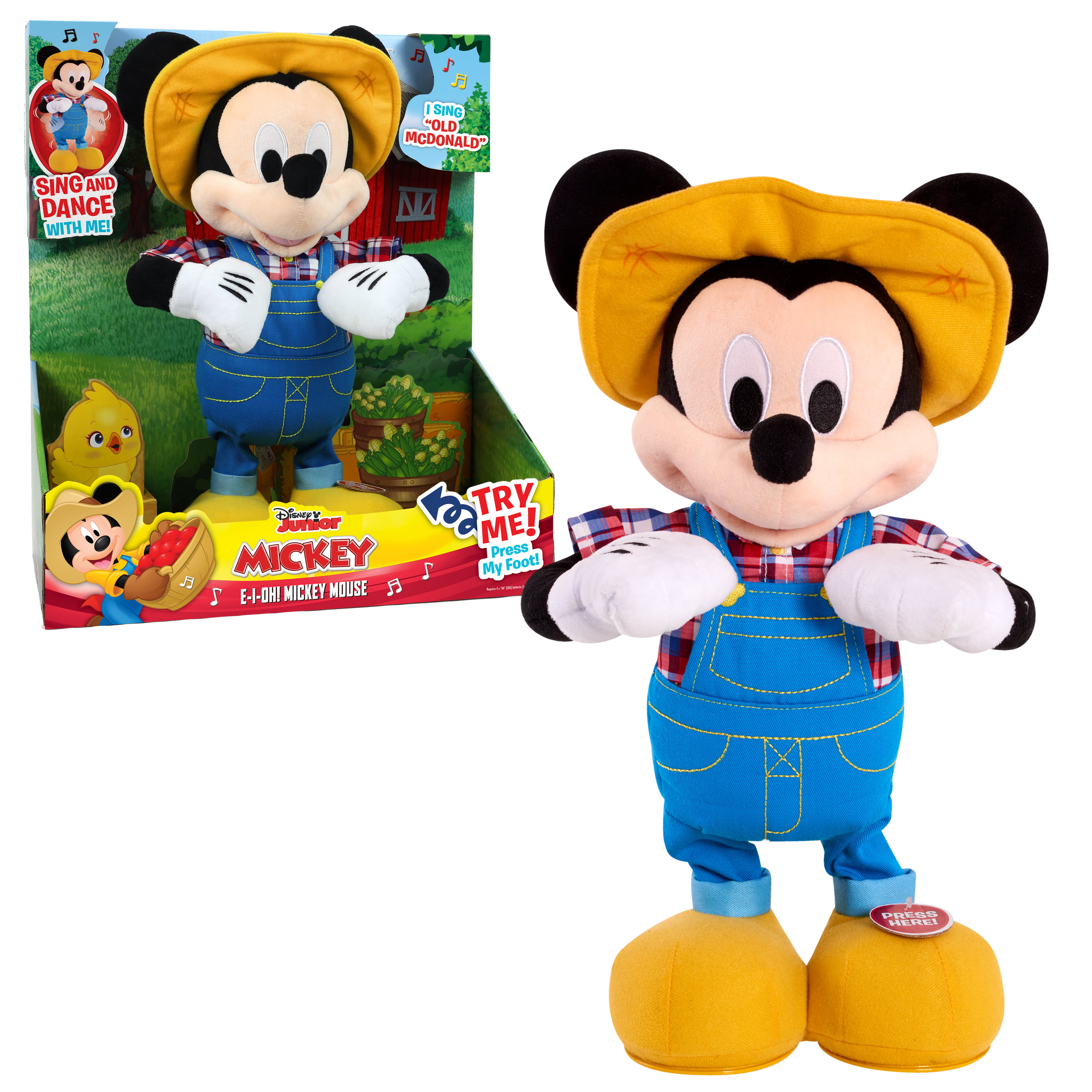 Disney Junior Mickey Mouse E-I-Oh! Mickey Mouse Feature Plush, Ages 3 +