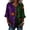 01#Dark Green, variant on Women's Halloween Button V Neck Ruffle 3/4 Sleeve Casual Loose Blouse