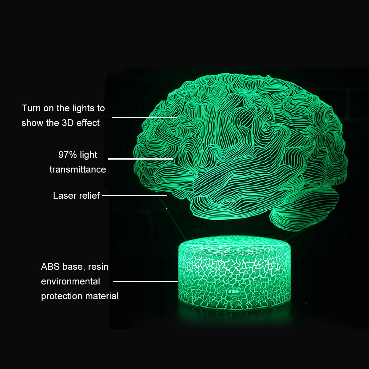 Human Brain 3D Cerebellum Model Table Lamp Color Changing LED Night Light Gift 