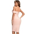 thumbnail image 5 of BEAUKEY Slash Neck Women Bandage Dress Party Split Light Pink Female Knee-Length, 5 of 7