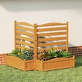 thumbnail image 1 of Gymax Air Conditioner Fence w/Planter Box 2-Panel Freestanding Wood Privacy Screen, 1 of 9
