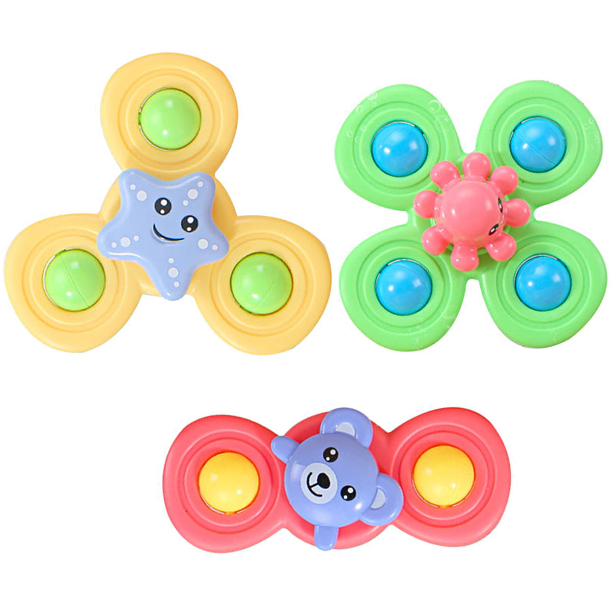 3pcs Suction Cup Spinning Top Toy - Baby Gift Ideas 1-3 year old baby  decompression rotating toy, gift for boys and girls 