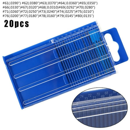 yaaqii 20pcs #61-#80 Mini Imperial Drill Bit Set HSS Inch Drill Drill Bits Set