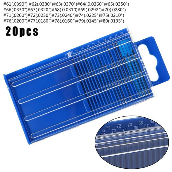 yaaqii 20pcs #61-#80 Mini Imperial Drill Bit Set HSS Inch Drill Drill Bits Set