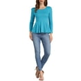 thumbnail image 2 of INSPIRE CHIC Women's Tops Long Sleeves Scoop Neck Casual Peplum Shirts M Lake Blue, 2 of 6