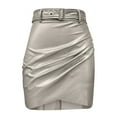 thumbnail image 1 of IROINNID Women's Ladies Fashion Zipper Irregular Sexy Bag Hip Leather Half Skirt Short Empire Waist Short Solid Color Skirt, 1 of 6