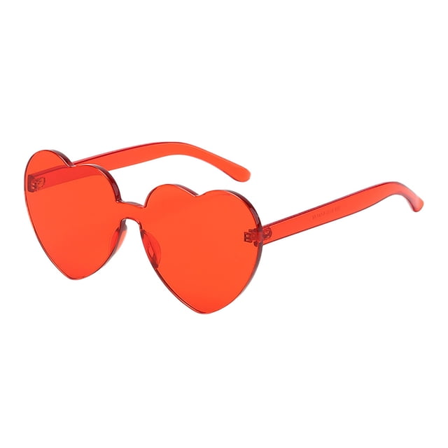 Heart Shaped Rimless Sunglasses Transparent Candy Color Frameless Glasses