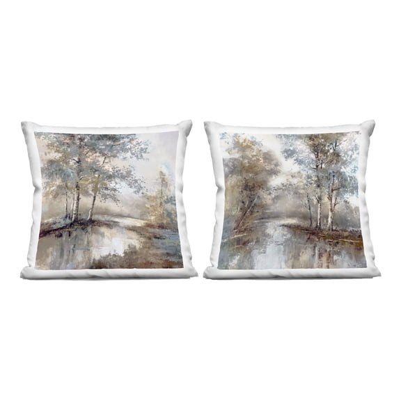Stupell Industries Meandering River Tree Scene 2 Piece Decorative Printed Throw Pillow Set design by T.C. Chiu, 18 x 7 x 18