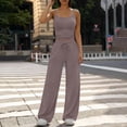thumbnail image 5 of Lounge Sets for Women Adjustable Strap Backless Tops and Elastic High Waist Straight Leg Pants 2 Piece Gym Workout Sets Loungewear, 5 of 7