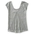 thumbnail image 2 of Aeropostale Womens Sheer Lace Inset Knit Blouse, Grey, Juniors, Large, 2 of 2