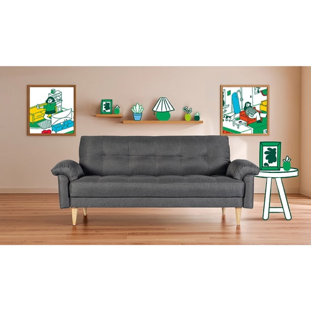 Sofá Cama Makora Salam con Memory Foam Color Oxford Lino Respaldo Reclinable de 3 Posiciones