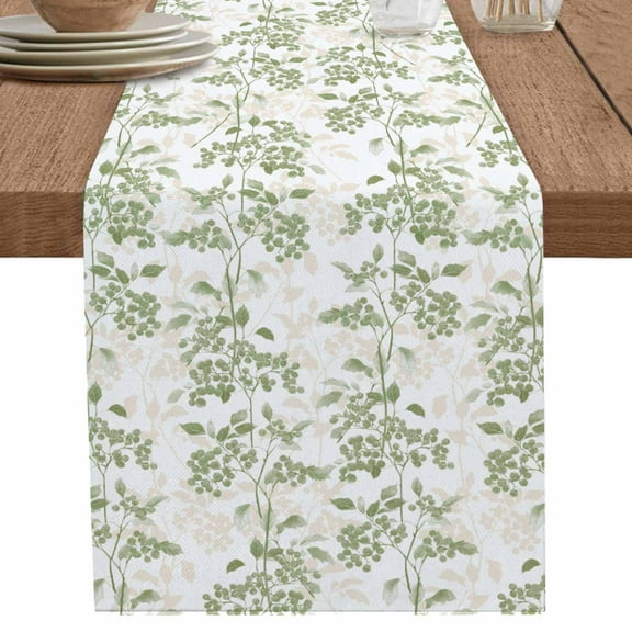 nqOlkjepod Sage Green Botanical Table Runner 70 Inches Long Farmhouse Dress Scarves, Vintage Nature Flower Dining Tablerunner for Coffee Table/Kitchen Island/Party Décor, 13" x 70"