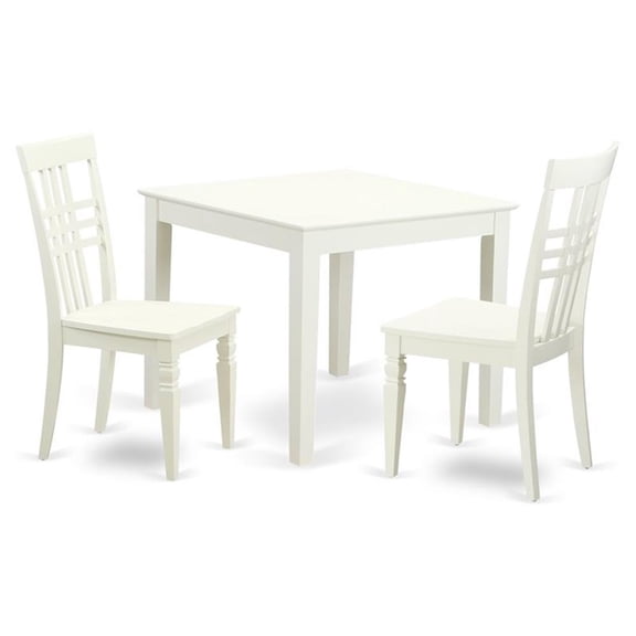 East West Furniture Oxford 3-piece Dining Table and Chair Set in Linen White