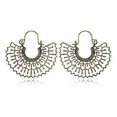 thumbnail image 1 of Juego de pendientes de bronce con diseño de hojas y flores con geometría vintage para mujer, estilo bohemio, tamaño grande, 6677, oro, 1 of 5