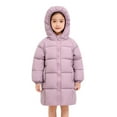 thumbnail image 6 of Ecqkame Girls Winter Down Coats Solid Color Hooded Zipper Heavyweight Jackets Mediun Length Casual Warm Outwear for 2-13 Years Purple 6-7 Years, 6 of 7