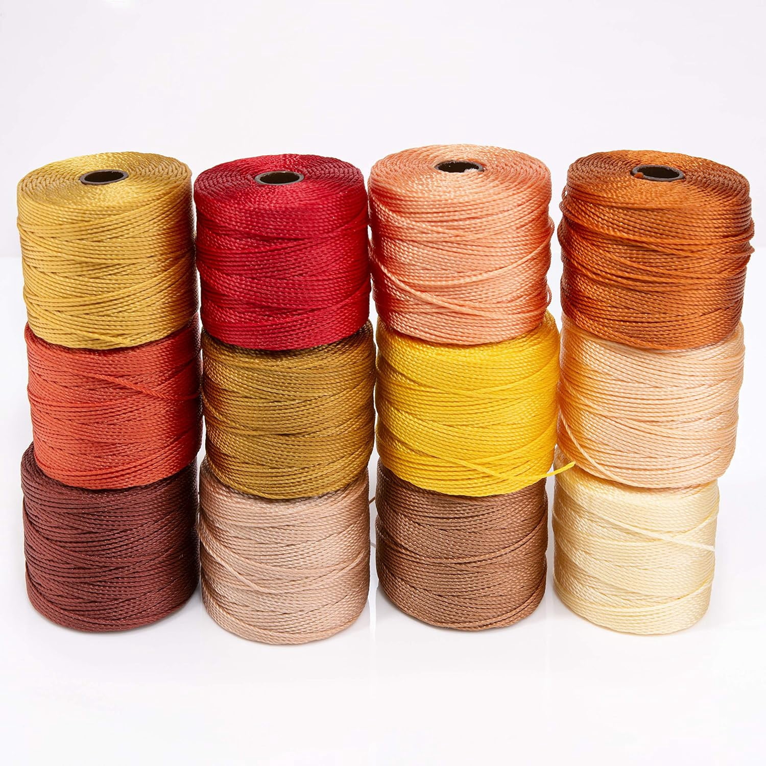 The Beadsmith S-Lon Bead Cord – .5 mm Nylon Cord, 12-Pack, Fall Mix, TEX210, 77 Yards