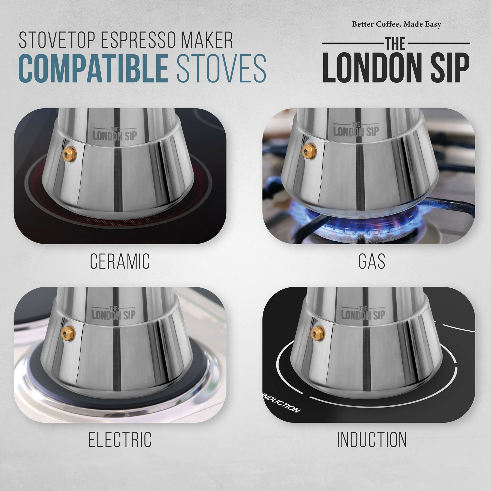 Stainless Steel Espresso Maker 3-cup, Silver