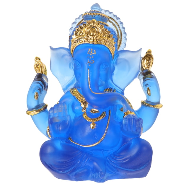 Estatua de Ganesha de piedra azul, adorno de escritorio, escultura de elefante