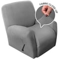 thumbnail image 2 of AIGIA Recliner Stretch Sofa Slipcover 1 Seat Recliner Chair Cover with Side Pocket Soft Checked Jacquard Fabric, 2 of 10