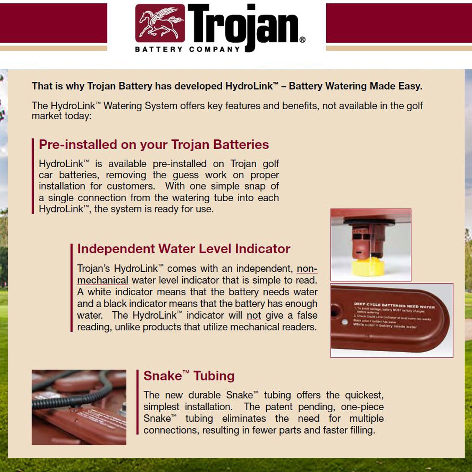 Trojan HydroLink Watering System for 36V Universal 6V Battery Kit Plus HANDPUMP