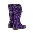 thumbnail image 6 of Xiaoxatg Women's Mid-Calf Boots Fashion Sequin Decorative Retro Lace-Up Comfortable Thick Heeled Shoes for Everyday Wear 7 Purple, 6 of 6