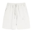 thumbnail image 3 of Angala Toddler Boys Shorts Solid Elastic Waist Cargo Shorts Summer Lightweight Relaxed Fit Dailywear Kids Shorts Size 7-8 Years White, 3 of 9