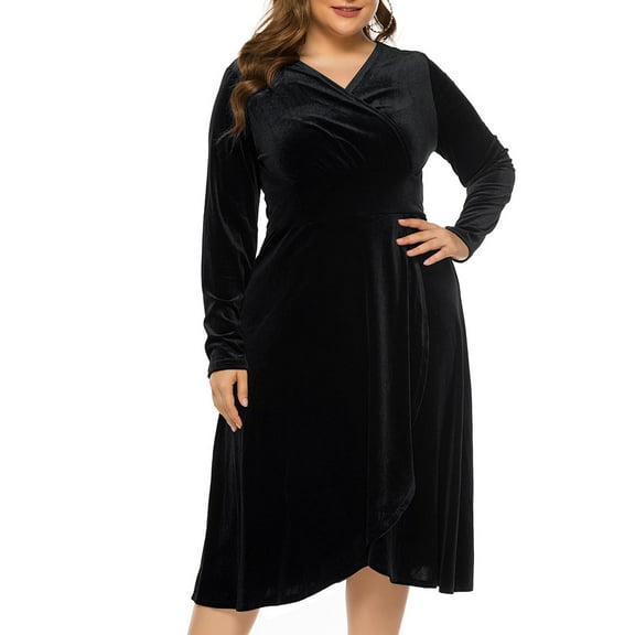OSFVNOXV Plus Size Cocktail Dress for Wedding Guest,High Waisted Luxury Bridesmaid Dress Long Sleeve Ruffle Flowy Midi Dress