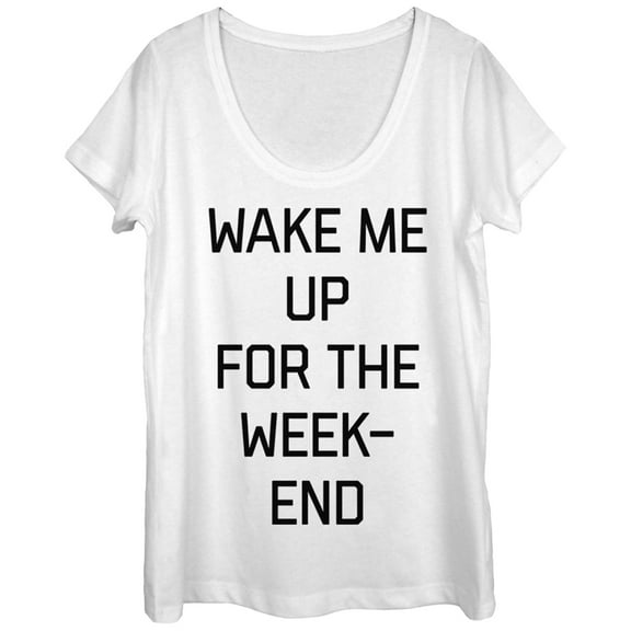 Women's CHIN UP Wake Me for the Weekend Scoop Neck White 2X Large