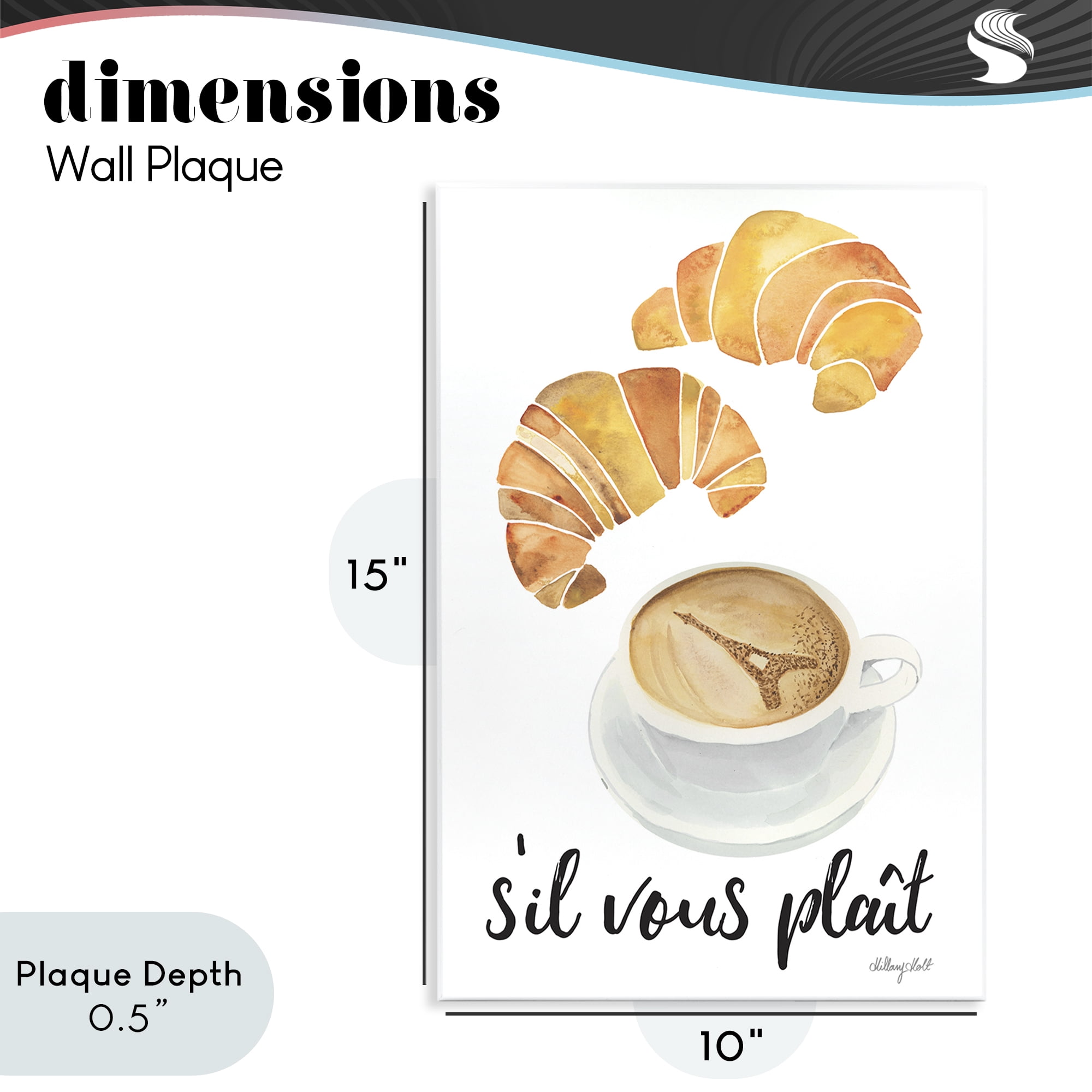 Stupell Industries Paris Croissant and Coffee Wall Plaque Art, design by Hillary Holt