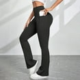 thumbnail image 2 of ManxiVoo Women's High Waist Wide Leg Yoga Pants with No Visible Lines Slight Flare and Pockets for Comfortable Yoga and Workout Sessions S Size Dark Gray, 2 of 5