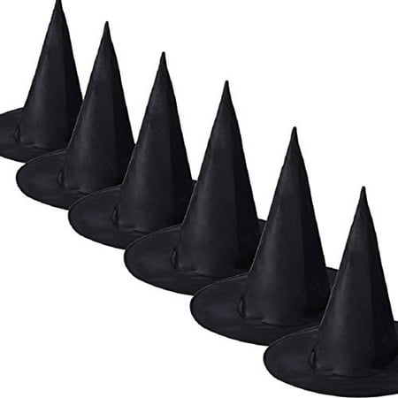 Lookatool 6Pcs Adult Womens Black Witch Hat For Halloween Costume Accessory Cap