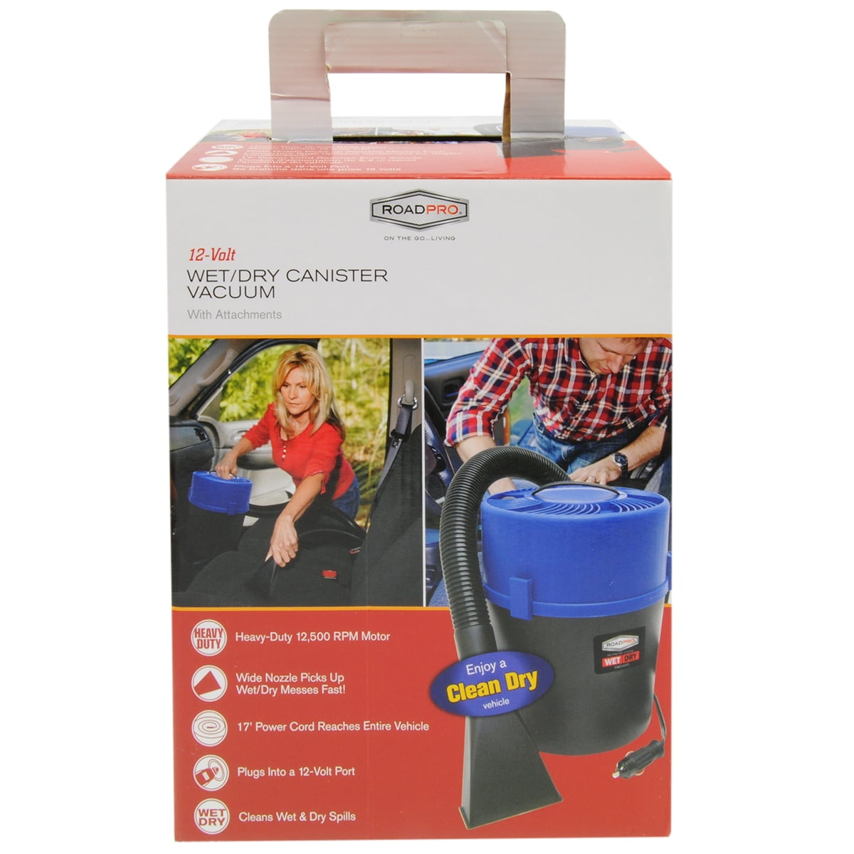 ROADPRO RPSC-807 Car Vacuum,Wet/Dry,1 gal. Cap.