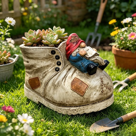 Vintage Shoe Shaped Flower Pot with Handles, Decorative Ceramic Vase for Dried Flowers, Unique Home Decor for Kitchen Living Room Shelf and Bookshelf Accent