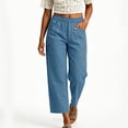 thumbnail image 4 of JGGSPWM Womens Pants Cropped Wide Leg Palazzo Pants Elastic Waist Button Detail Capris Beach Lounge Pant Capri Trousers Blue XXXL, 4 of 6