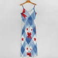 thumbnail image 5 of Red Bows on Blue Gingham Sleeveless Dress Women's Evening Dress Womans Clothing, 5 of 9