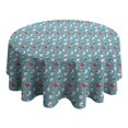 thumbnail image 4 of Light Blue Christmas Snowman Pattern Round Tablecloth 60"x60",Wrinkle Wipeable Table Cloth for Kitchen Dining Room Picnic Patio Party, 4 of 6