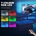thumbnail image 3 of Bureau de Jeu de 79 Pouces avec Lumières RVB, Grande Table d'Ordinateur Courbée avec Prises de Courant, USB-C, Support pour Moniteur, Plateau pour Clavier et 2 Tiroirs, Bureau de Bureau en Acier Noir et Panneau de Particules, 3 of 7