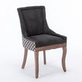 thumbnail image 7 of EHANCIS Fabric Upholstered Side Chairs Set of 2 ,High-Back Dining Chair with Solid Wood Frame and Nailhead Trim Legs, Suitable for Kitchen and Dining Room(Black), 7 of 7
