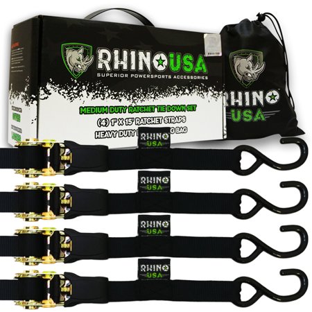 RHINO USA Ratchet Straps Tie Down Kit - 1,823lb Guaranteed Max Break Strength