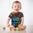 thumbnail image 3 of Geometry Dash Baby Romper Jumpsuit Summer Short Sleeve One-Piece Outfit Clothing Set Newborn Infant Toddler Bodysuits, 3 of 8