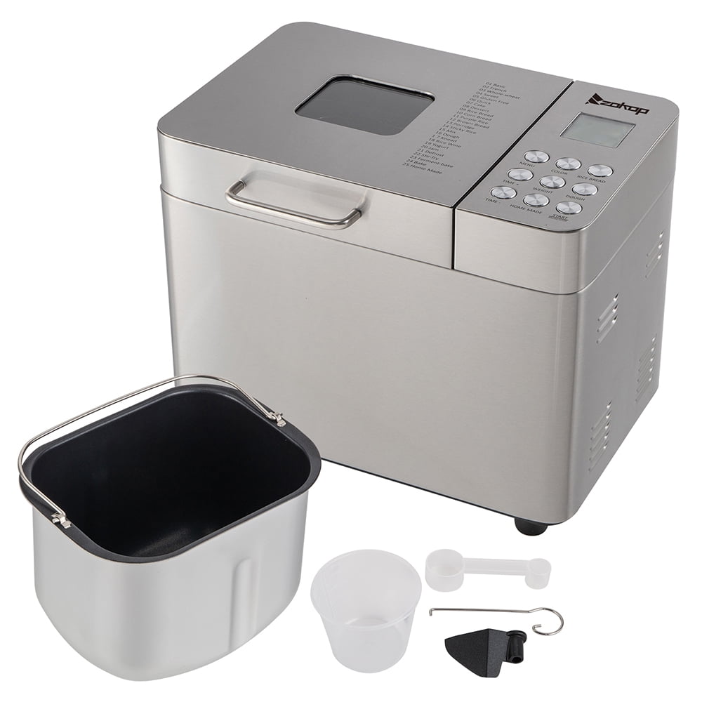 Lowestbest Programmable Bread Machine, 2lb Stainless Steel Bread Machine, Delay Timer/1 Hour Heat Preservation Function