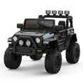 thumbnail image 4 of Luku 2-Seater Ride On Truck Car, 12V Battery Powered Electric Vehicle with Parent Remote Control, 2 Speeds, Led Lights, Mp3 Player, Safety Belt, Black, 4 of 7