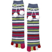 Angle View: Women's Lurex Striped Toe Socks