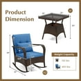 thumbnail image 3 of Gymax 3 Piece Outdoor Rocking Set Rattan Rocker Chairs w/ Tempered Glass Coffee Table, 3 of 10