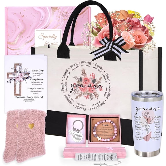 Christian Gifts for Women Faith, Inspirational Religious Gifts for Women, Catholic Spiritual Gifts, Faith Based Gift Baskets, Baptism Mothers Day Birthday Gift Set for Mom Sister Friend Wife