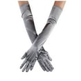 thumbnail image 2 of Ediodpoh Women Long Satin Finger Gloves Elbow Length 1920s Opera Bridal Dance for Themed Performance and Events Silver, 2 of 3