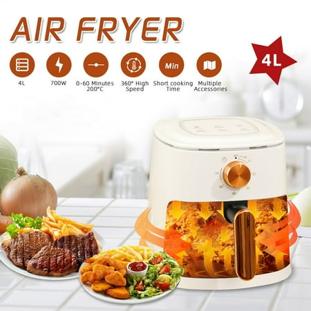 

Electric Air Fryer 4L 700W 360°Oil-free Baking Low Fat Auto Off Timer 6 Menus for Home Cooking