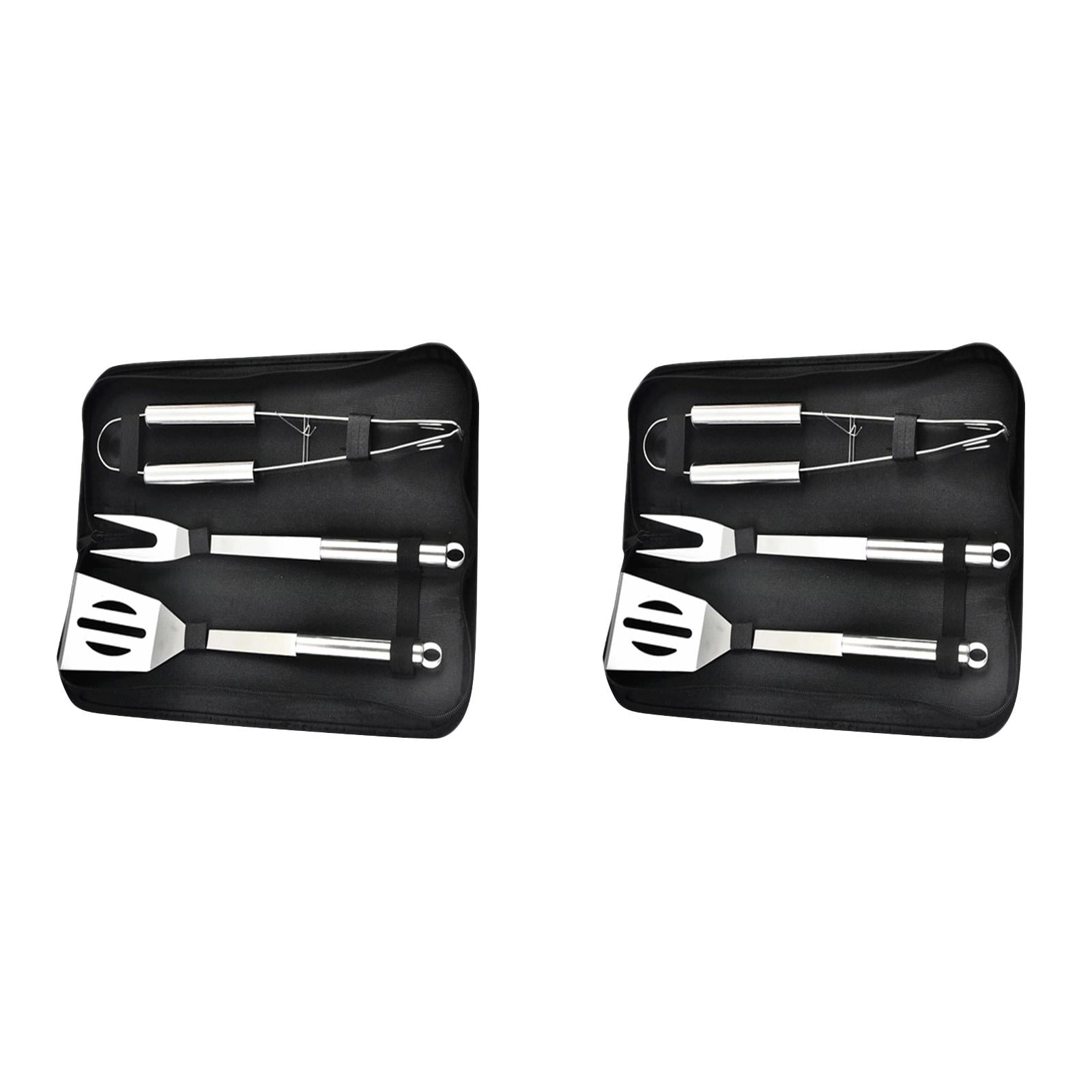 2 Pcs Stainless Steel BBQ Grilling Tool Set 3 Piece with Carry Bag Rust Resistant Dishwasher Safe Spatula Tongs and Fork for Outdoor Grill Camping BBQ Grills and Outdoor Cooking