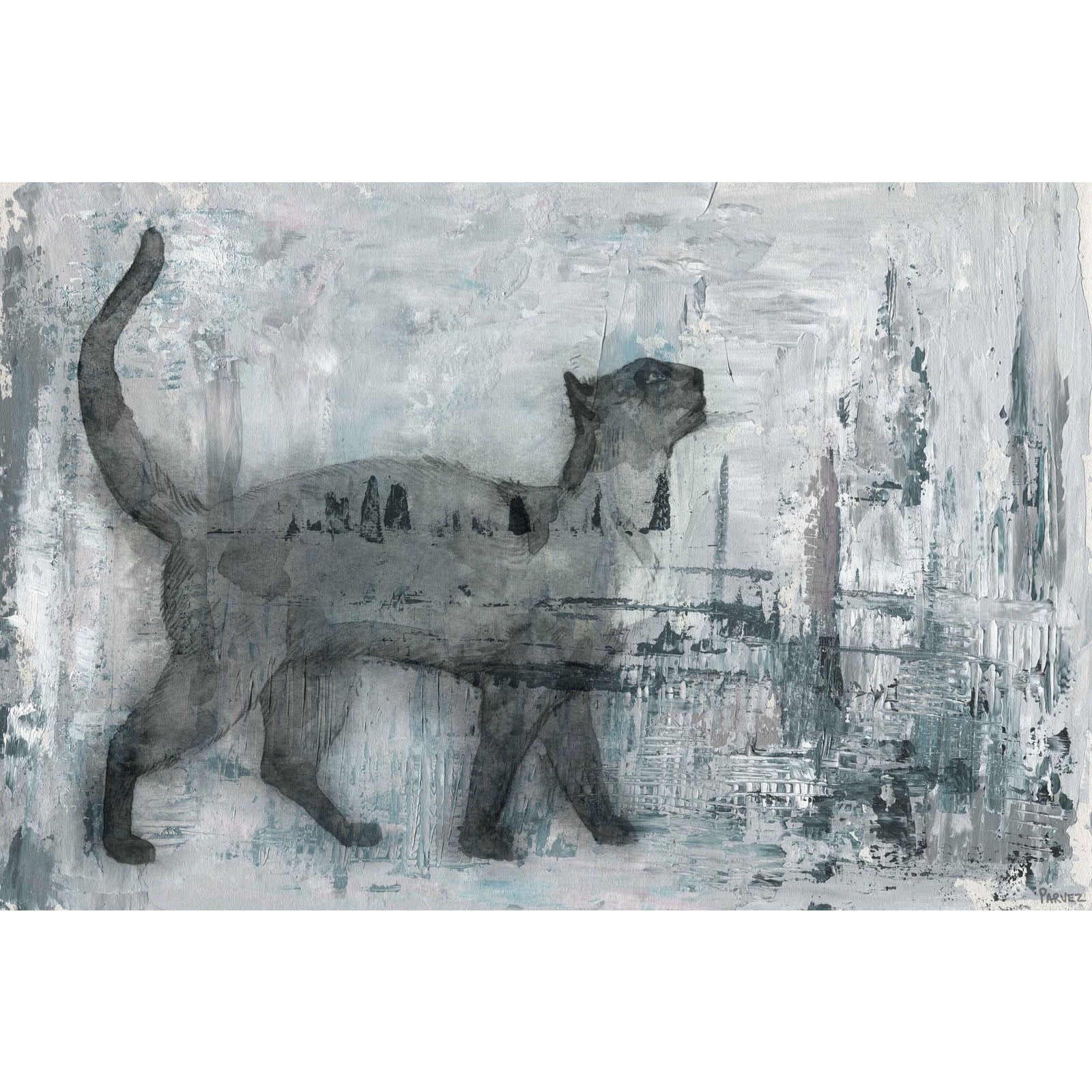 cat prance painting print on wrapped canvas
